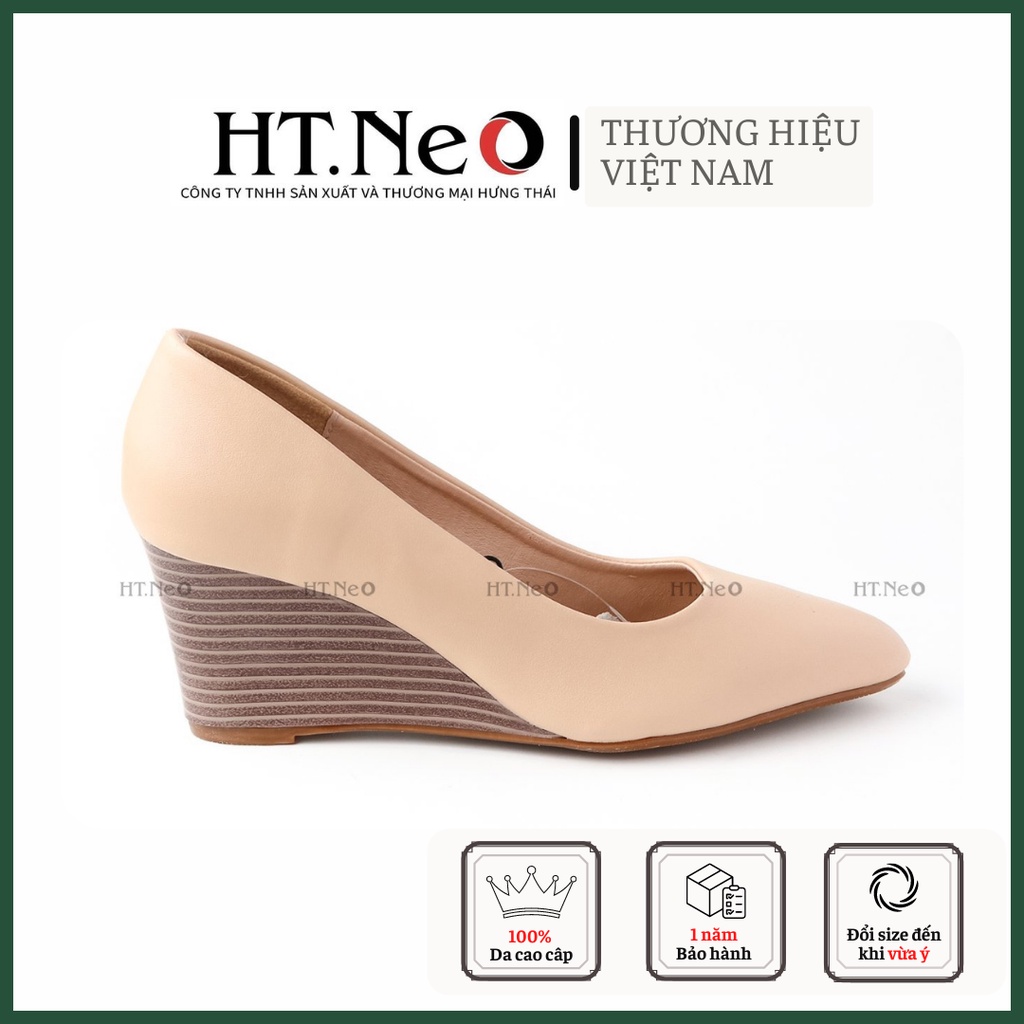 Giày đế xuồng nữ - giày da nữ HT.NEO da bò xịn đế kếp siêu bền và chắc chân lên dáng cực sang cực đẹp CS69