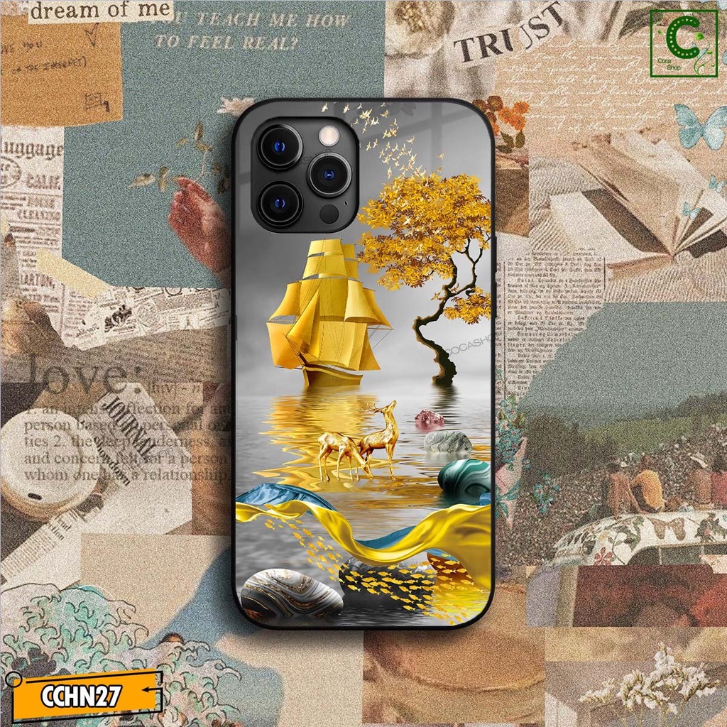 Ốp lưng iphone mặt kính cao cấp  - Thuận buồm xuôi gió tài lộc may mắn - 6/6plus/6s/6splus/7/7plus/8/8plus/x/.....