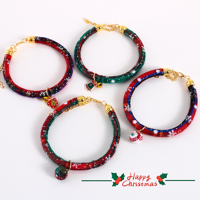 Vòng Cổ Nylon In Họa Tiết Giáng Sinh Có Chuông Có Thể Điều Chỉnh Dành Cho Thú Cưng