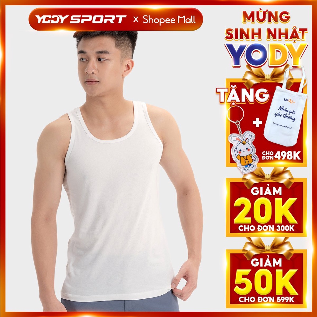 Áo ba lỗ nam YODY chất liệu cotton thoáng mát tạo cảm giác thoải mái cho người mặc BLM3001