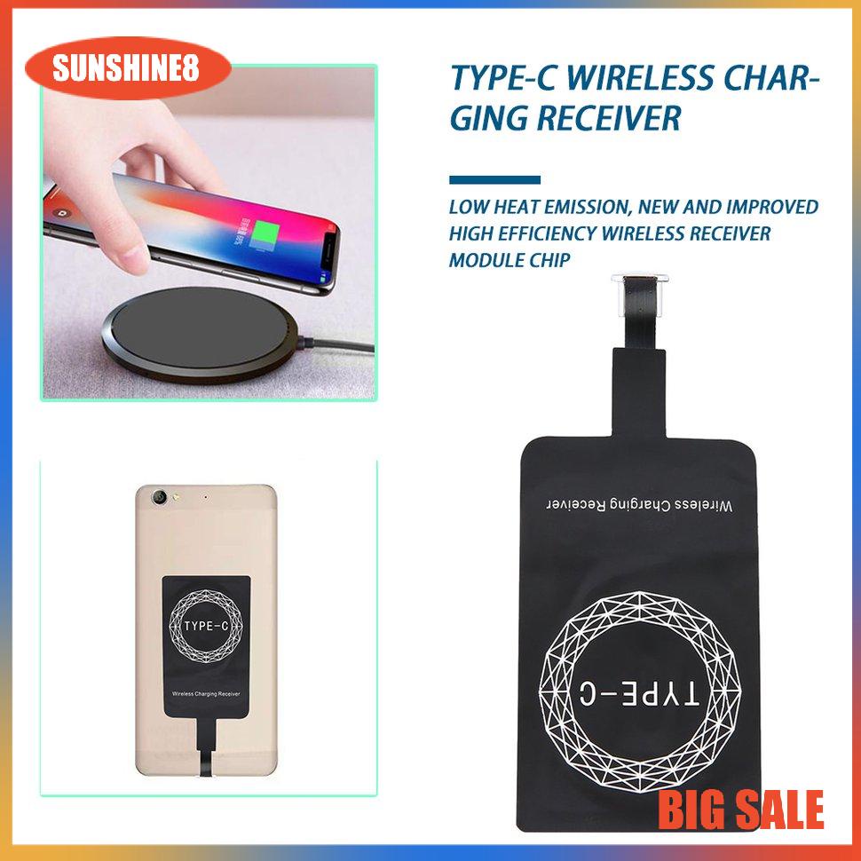 【SUN】Type C Qi Wireless Charger Receiver Lightweight Charging Adapter Pad Coil