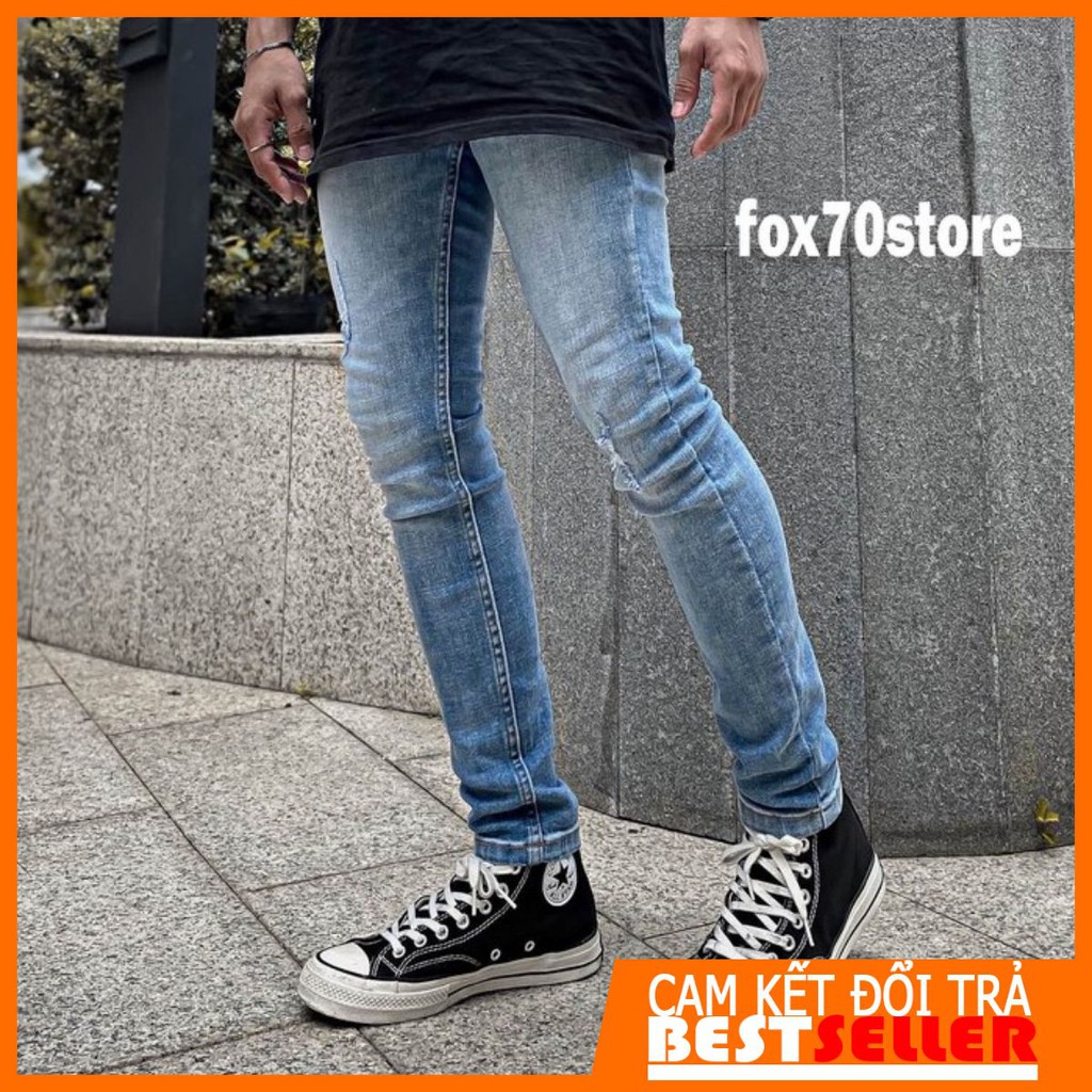 Quần Jean Nam Cao Cấp Màu Xanh chất co dãn dáng quần ôm | BigBuy360 - bigbuy360.vn