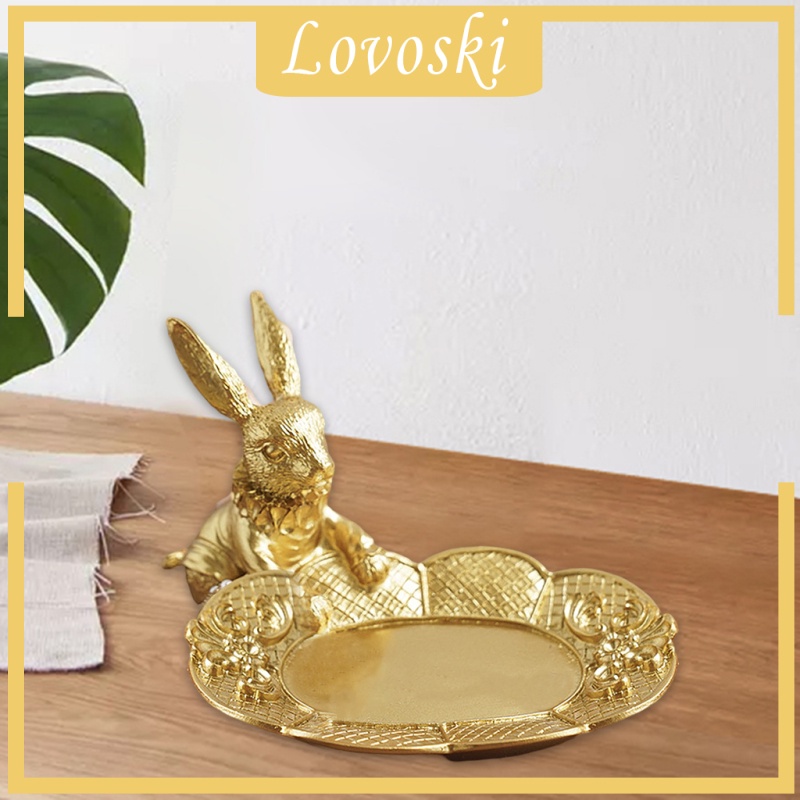[Lovoski] Khay Trưng Bày Trang Sức Hình Thỏ Vàng Đồng Sắp Xếp Gọn Gàng Cho Nữ