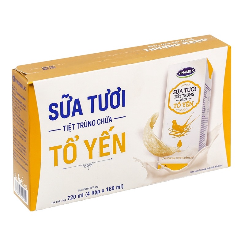 Lốc Sữa Tươi Tiệt Trùng Vinamilk Có Chứa Tổ Yến - 4 Hộp x 180ml