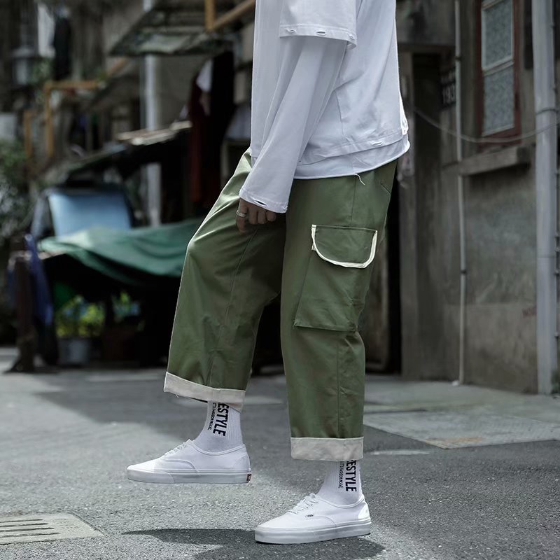 Quần Dài Dáng Suông Ống Rộng Màu Trơn Phong Cách Hip Hop Hợp Thời Trang Cho Nam