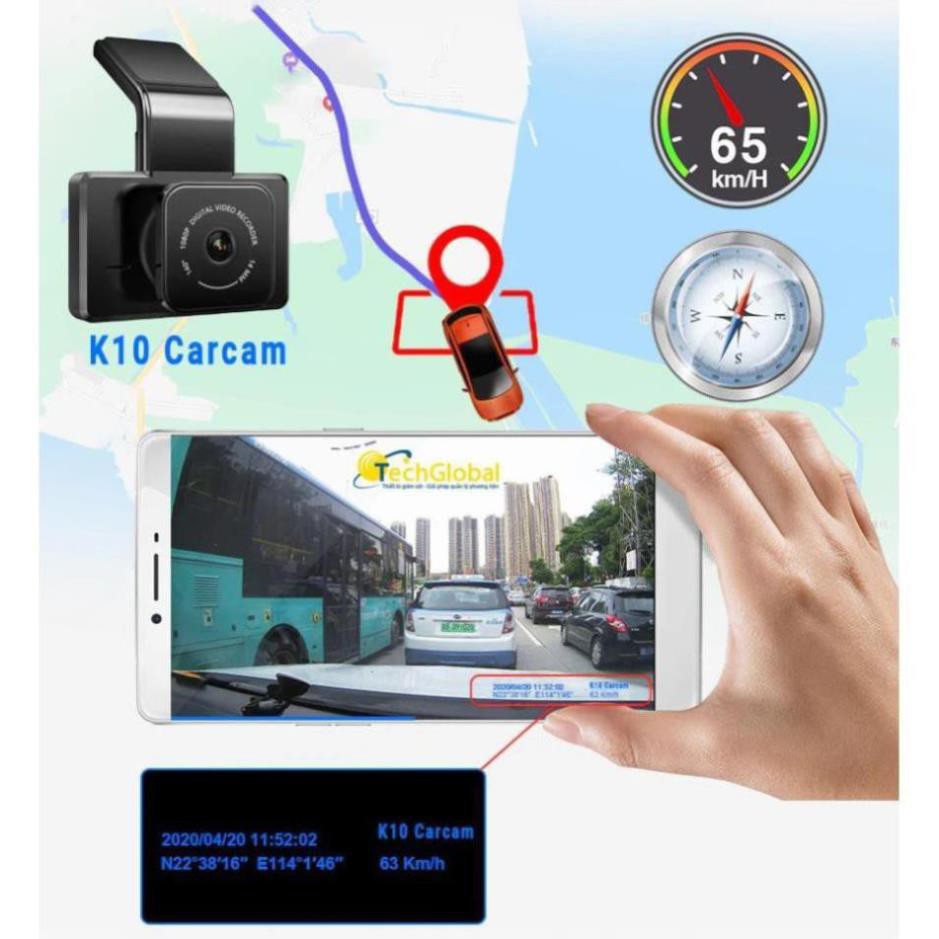 [Camera hành trình thông minh] Car Cam K10 GPS 2 Camera Trước Sau-cảnh báo lấn làn va chạm