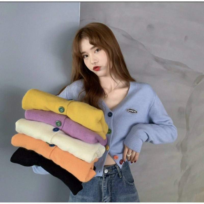 ÁO THUN GÂN ĐỦ MÀU PHỐI NÚT XINH ĐẸP ALOHASHOP91