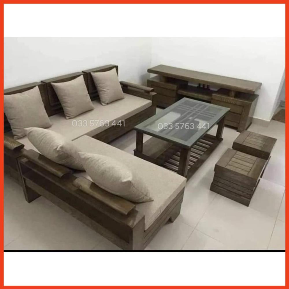 HÀNG CHÍNH HÃNG - Sofa gỗ sồi nga 100% rẻ nhất shopee 2m x 1m8 phù hợp phòng khách chung cư hoặc phòng khách nhỏ gọn
