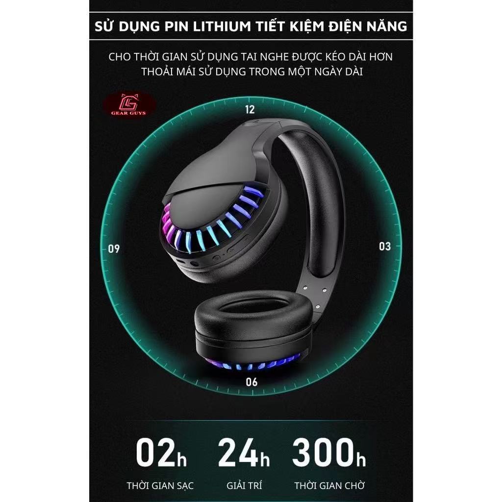 Tai nghe SH33 Super Bass - Bluetooth headphone gaming đèn led đổi màu RGB cho điện thoại máy tính pc laptop