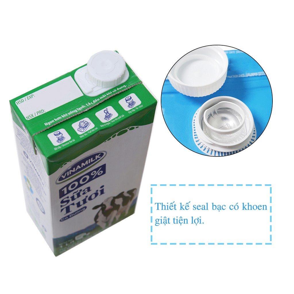 Sữa Tươi Tiệt Trùng Vinamilk Có Đường Hộp 1 Lít/không đường hộp 1l