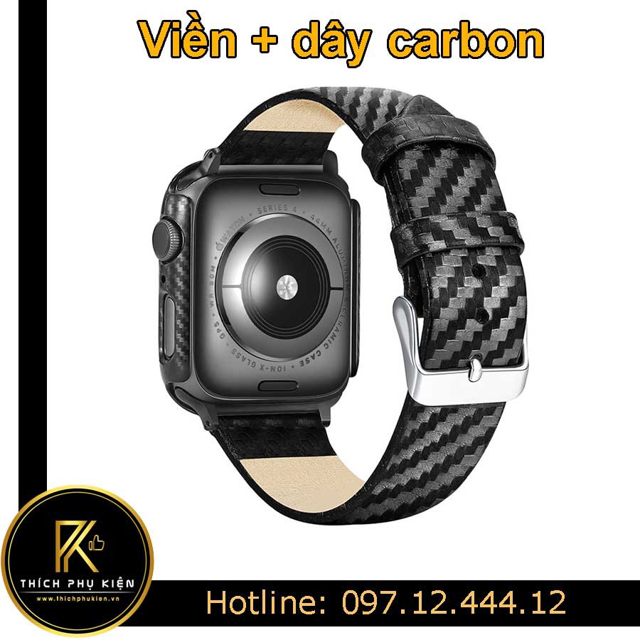 Ốp Viền - Dây Đeo Da Carbon Apple Watch