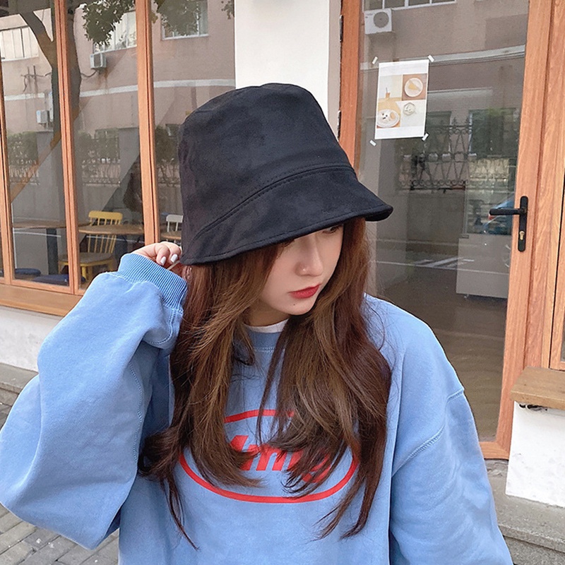 Mũ xô da lộn màu trơn thời trang thu đông cho nam và nữ