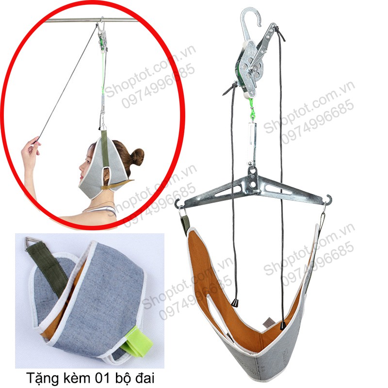 Dụng cụ điều trị thoái hóa đốt sống cổ, kéo giãn đốt sống cổ, tặng kèm thêm 01 đai treo