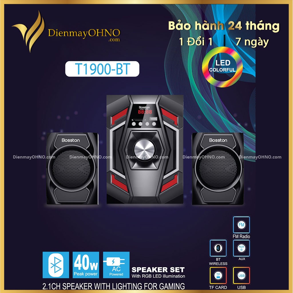 Loa Vi Tính Bluetooth BOSSTON T1900 Chính Hãng Loa Laptop Máy Vi Tính Để Bàn PC Bluetooth Đèn LED RGB - Điện Máy OHNO