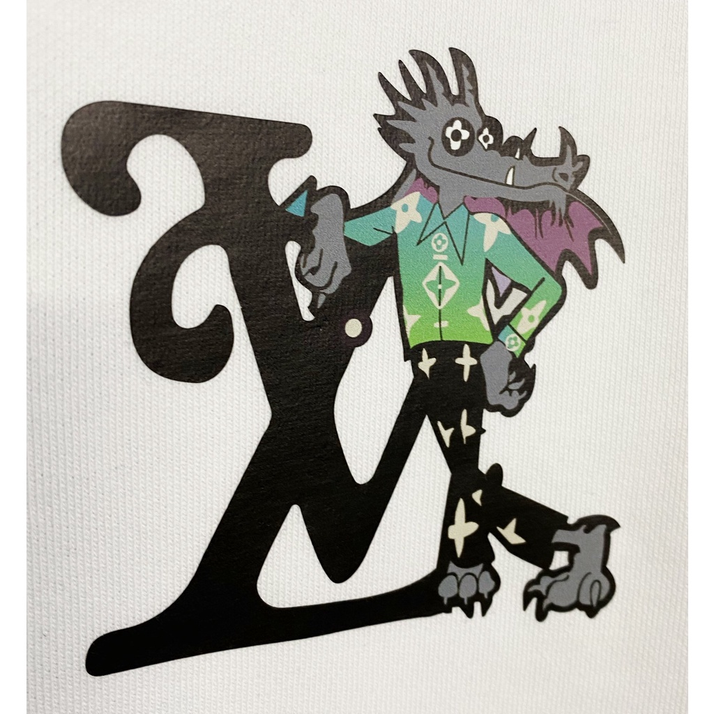Áo sweater cotton tay dài L0uis Vu11tt 2021 có logo quái vật nhỏ xinh