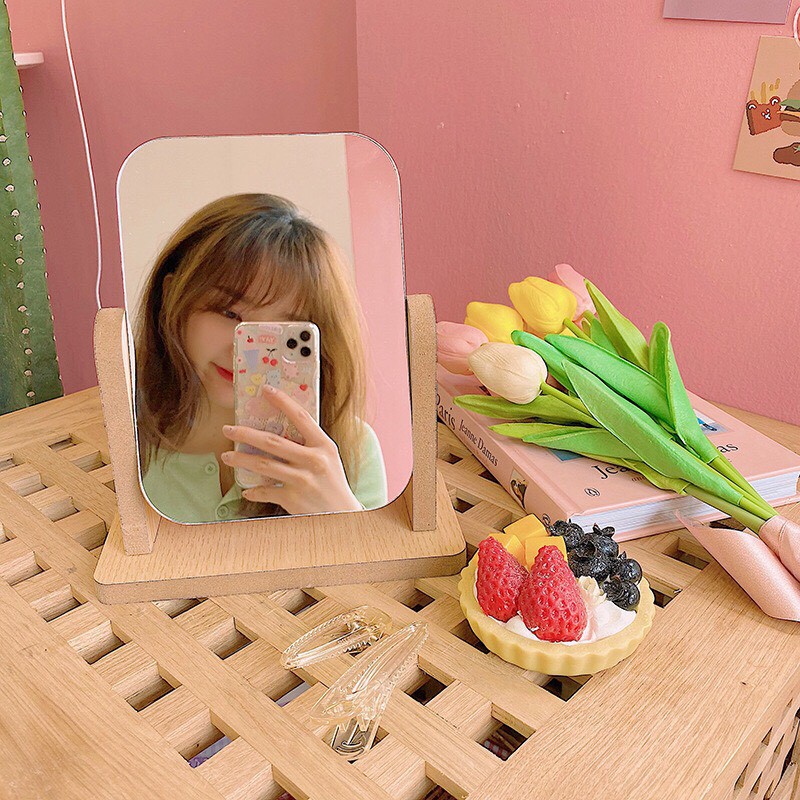 Gương gỗ Để Bàn Hàn Quốc gương decor phòng ngủ , bàn trang điểm MINI MIRROR