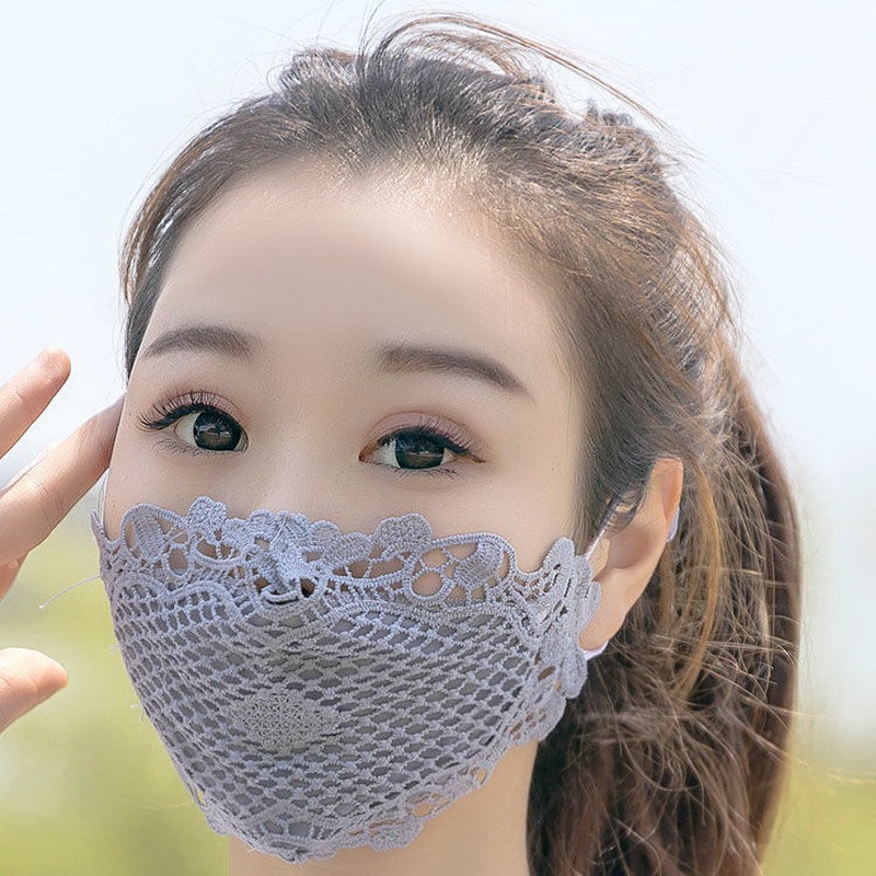 Khẩu Trang Ren Chống Tia Cực Tím Thoáng Khí Có Thể Giặt Tiện Dụng