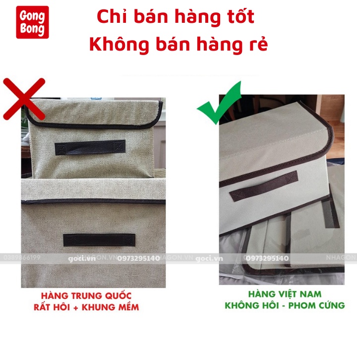 Hộp vải đựng đồ quần áo gấp gọn có nắp đậy khung cứng giữ form không mùi hôi 8l 18l gọn nhà hàng VNXK