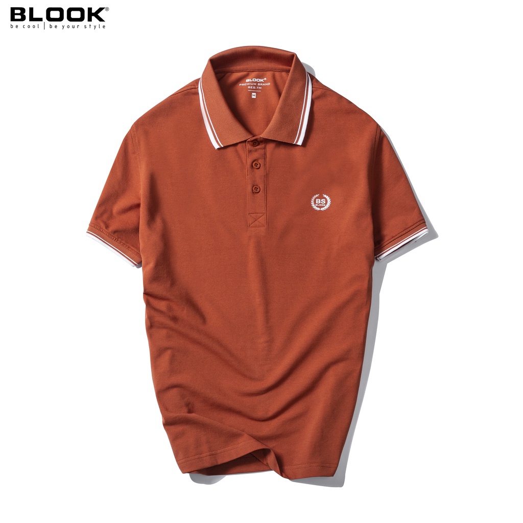 Áo Polo nam cổ bẻ vải thun cotton màu trắng phối sọc xanh, xuất xịn 33389 BLOOK