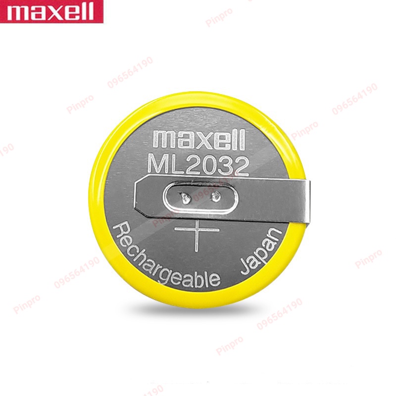 Pin sạc Maxell ML2032 3V Lithium hàn chân, có dây cắm