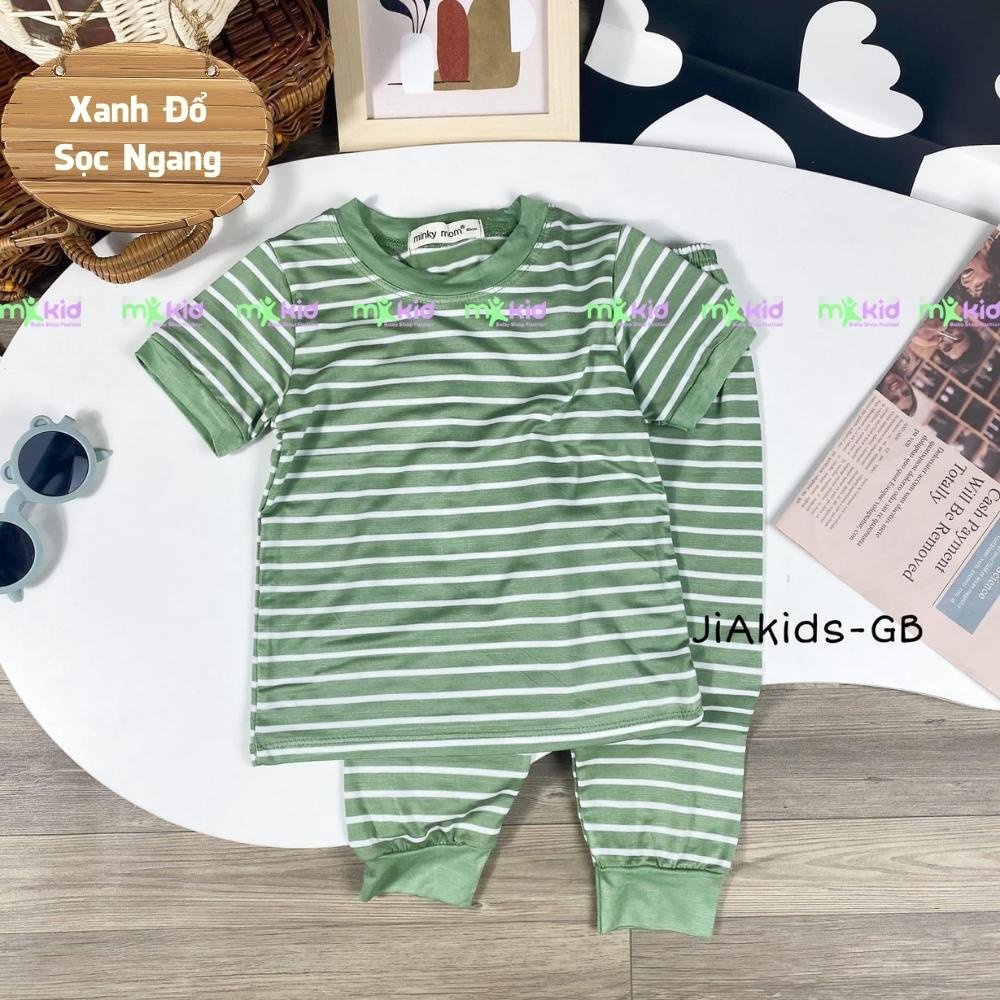 Bộ Tay Ngắn, Quần Dài THUN LẠNH MINKY MOM , Sọc Kẻ Ngang Dễ Thương Cho Bé Trai bé Gái