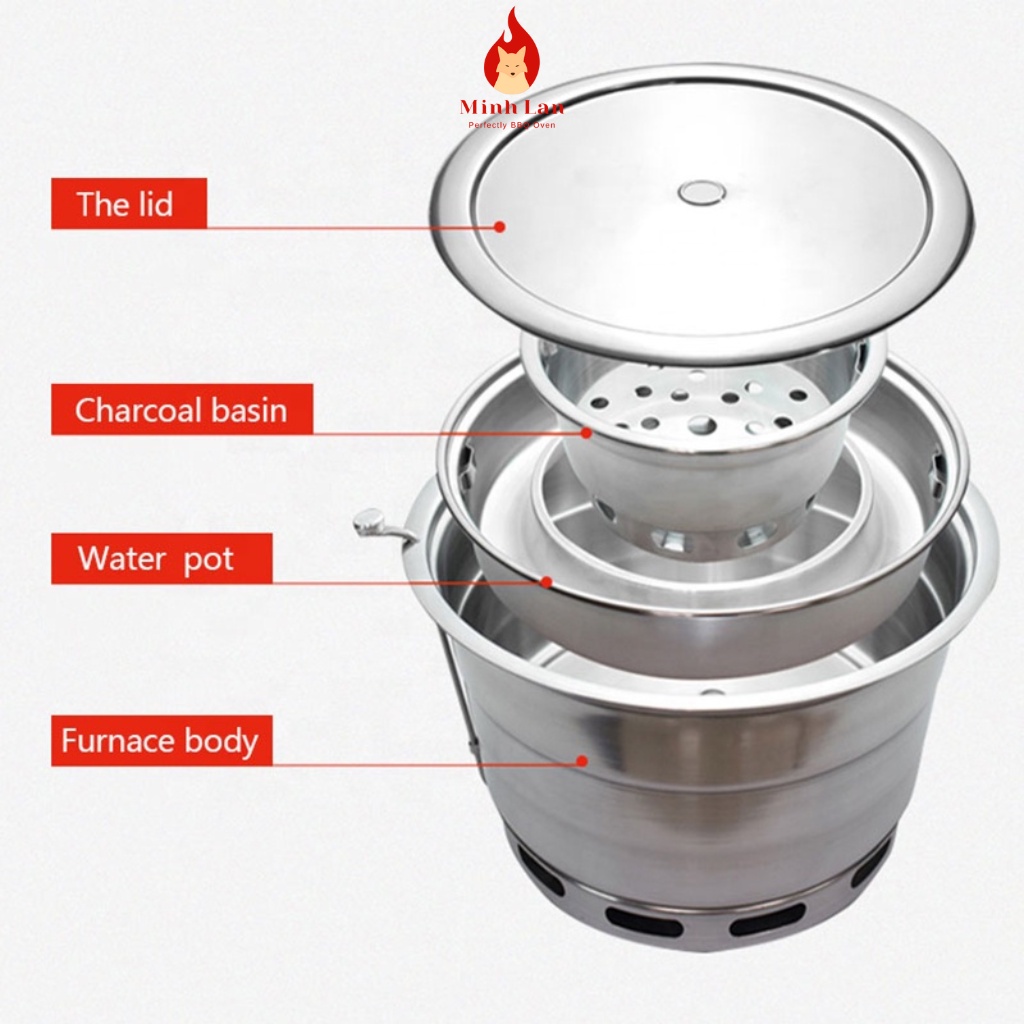 Bếp nướng than hoa hút khói trên, bếp dương