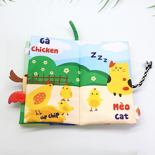 Sách vải đoán đuôi PiPoVietnam song ngữ Anh - Việt - Dạo Chơi Nông Trại kích thích trí thông minh tưởng tượng cho bé