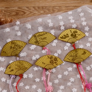 Combo 6 bookmark kim loại vàng kim hình cánh quạt - Bookmark quạt cổ phong Trung Hoa vintage 6 mẫu