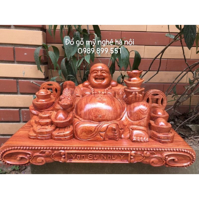 Tượng phật di lặc kim tiền ngồi gỗ hương 50cm