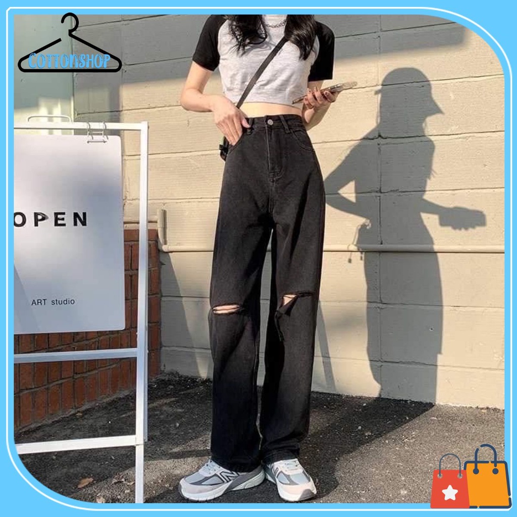 Quần jeans ống rộng rách gối, hàng loại 1 có nhiều kích cỡ