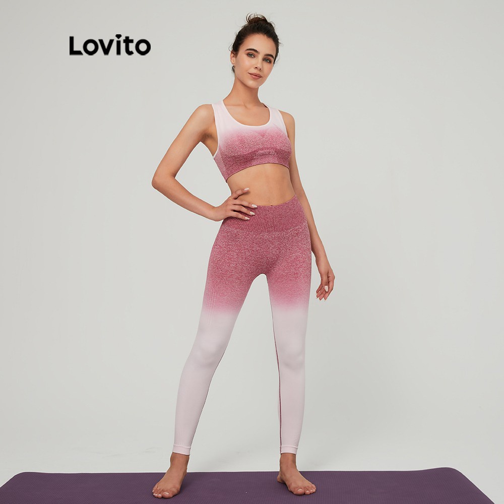 Quần Legging Lovito Bó Sát Phong Cách Thể Thao Thời Trang L03013 (Màu Đỏ Gradient) | BigBuy360 - bigbuy360.vn