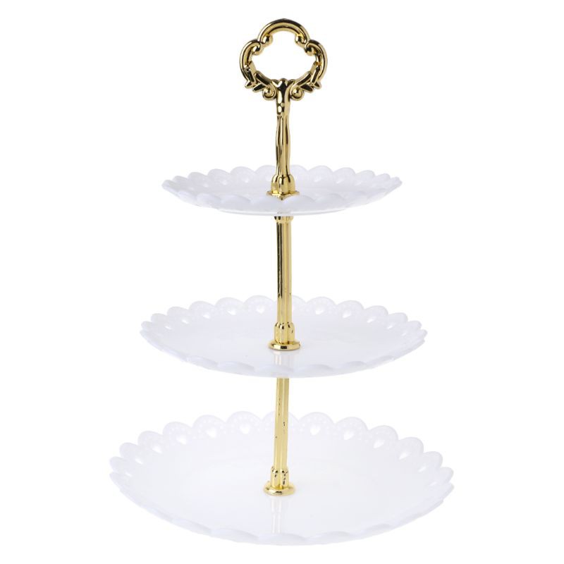 Bộ khay trưng bày bánh kem tráng miệng 3 tầng cho tiệc trà và tiệc cưới