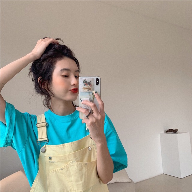 [HOT] ( ảnh thật ) Quần Yếm dài rộng suông màu vàng sữa nhạt/ bơ phong cách ulzzang dễ thương | BigBuy360 - bigbuy360.vn