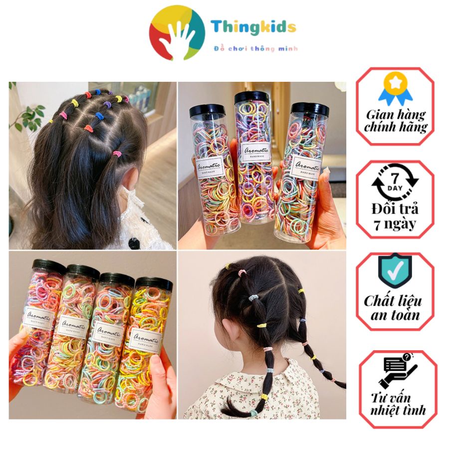 Set sơi có ống chun buộc tóc nhựa trong nhiều màu tạo kiểu cho bé - Thingkids