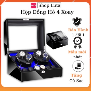 Gỗ cao cấp hộp đựng đồng hồ cơ gỗ 4 xoay 6 trưng bày lót đen