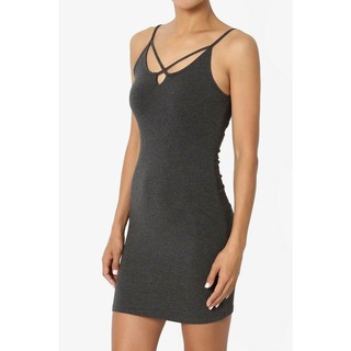 Đầm thun bodycon đan dây ngực Zenana Outfitter