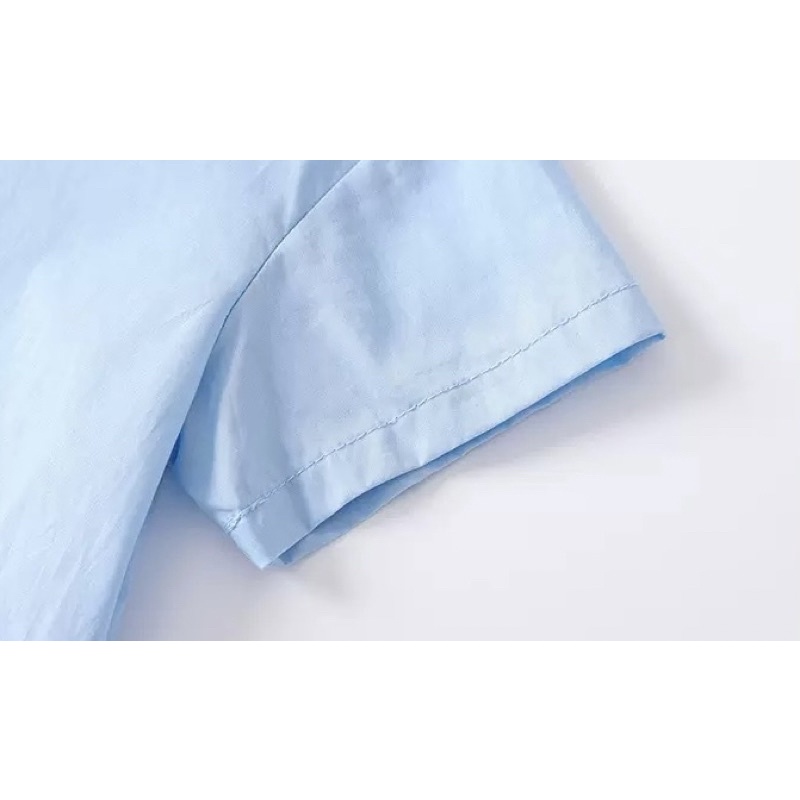 Áo sơmi cộc tay WELLKIDS, áo bé trai có cổ hoạ tiết ngộ nghĩnh (TX2443)