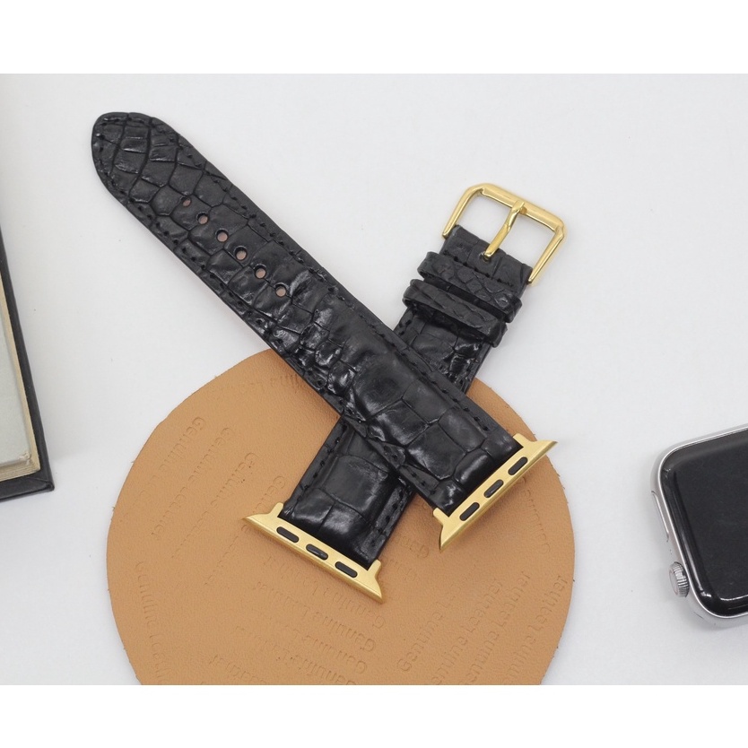 Dây Đeo Thay Thế  Apple Watch Phù Hợp Với Các Series SE 7/6/5/4/3/2 II Dây Đồng Hồ Vân Gai Chân Da Cá Sấu Cao Cấp Độc Lạ