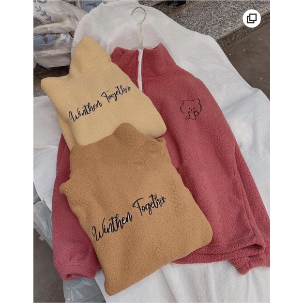 Áo Lông Cổ Cao Chữ Nhỏ  Nữ [FREESHIP]  Sweater form rộng dài tay, hoodie zip nhiều màu thêu đen cá tính Ulzzang
