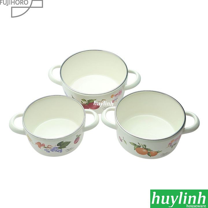 Bộ 3 nồi tráng men cao cấp Fujihoro FRV-3 - dùng bếp từ