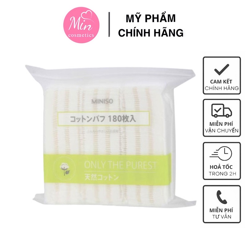 Bông tẩy trang Miniso Nhật Bản 180 miếng