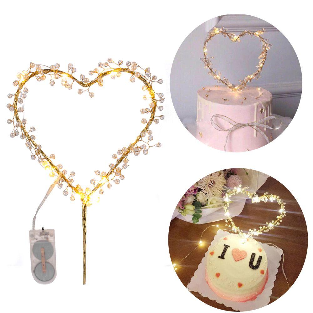 YNATURAL Đèn LED Hình Trái Tim Trang Trí Bánh Kem