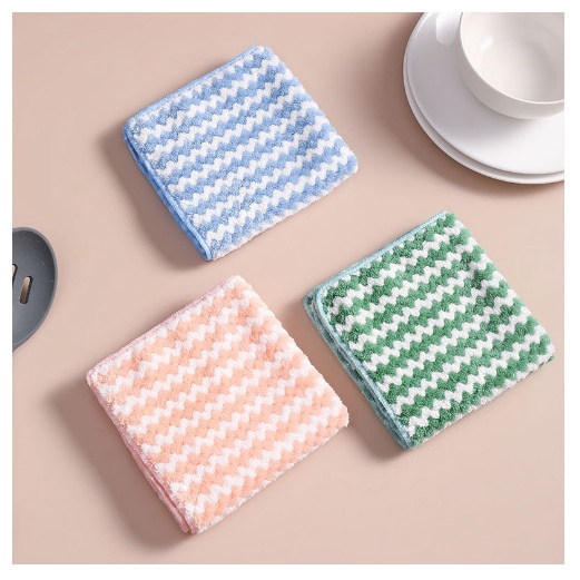 Khăn lau bếp đa năng 2 mặt siêu thấm (lau bếp, bát đĩa, bàn ghế...) to dày kháng khuẩn 25*25cm