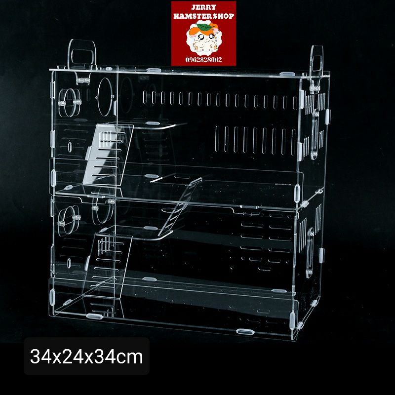 [Mã PET50K giảm Giảm 10% - Tối đa 50K đơn từ 250K] Lồng mica 2 tầng không phụ kiện cho hamster.