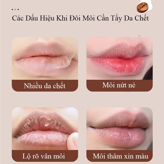 Tẩy da chết môi Heyxi Cafe 15G giúp môi căng mịn hồng hào Poochy_Pinklady