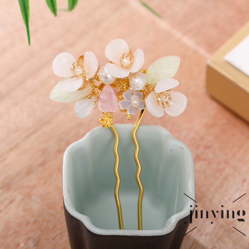 GETNOIVAS Kẹp tóc hình bông hoa đính hạt ngọc trai thời trang vintage cho nữ