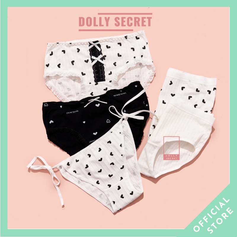 Hộp 5 quần lót nữ len tăm dễ thương cotton thun lạnh kháng khuẩn quà tặng ý nghĩa DOLLYSECRET QL042