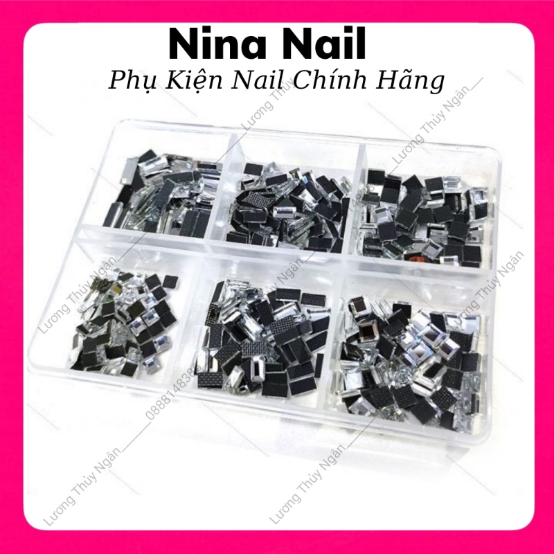 Khay Đá Chân Keo Chữ Nhật Gắn Móng Mix 6 Size