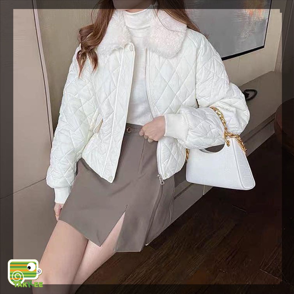 Áo Phao Nữ Trần Quả Trám Rút Dây Eo Siêu Xinh