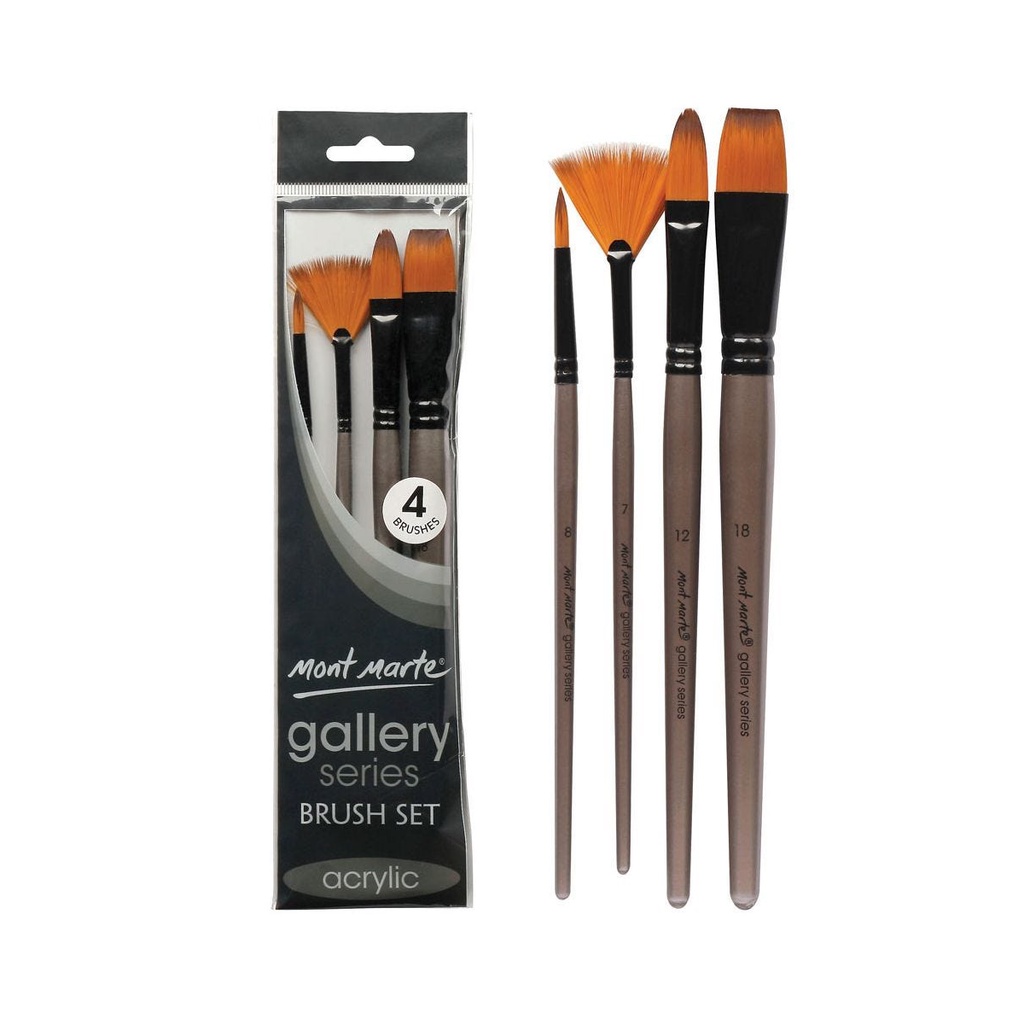 Bộ 4 Cọ Acrylic Mont Marte - Gallery Series Brush Set Acrylic 4pce - BMHS0012